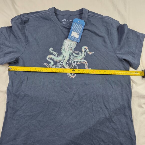 Life Is Good Octopus Mens Large Blue T Shirt Graphic Short Sleeve Crewneck - Picture 8 of 11